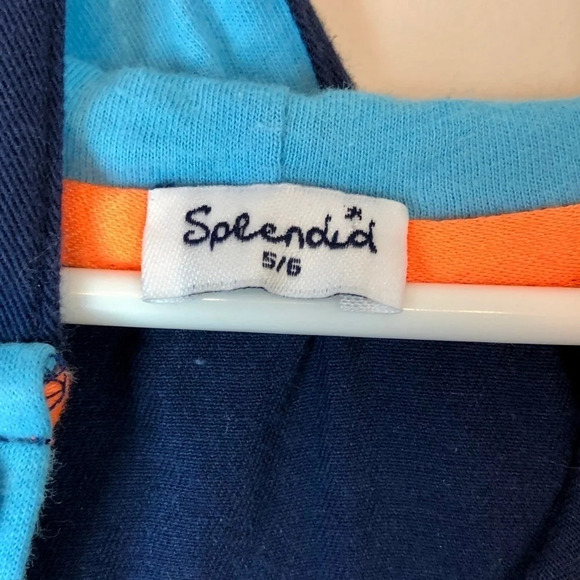 Splendid | Boys Navy Hooded Button Down Shirt 5/6 - Picture 4 of 5